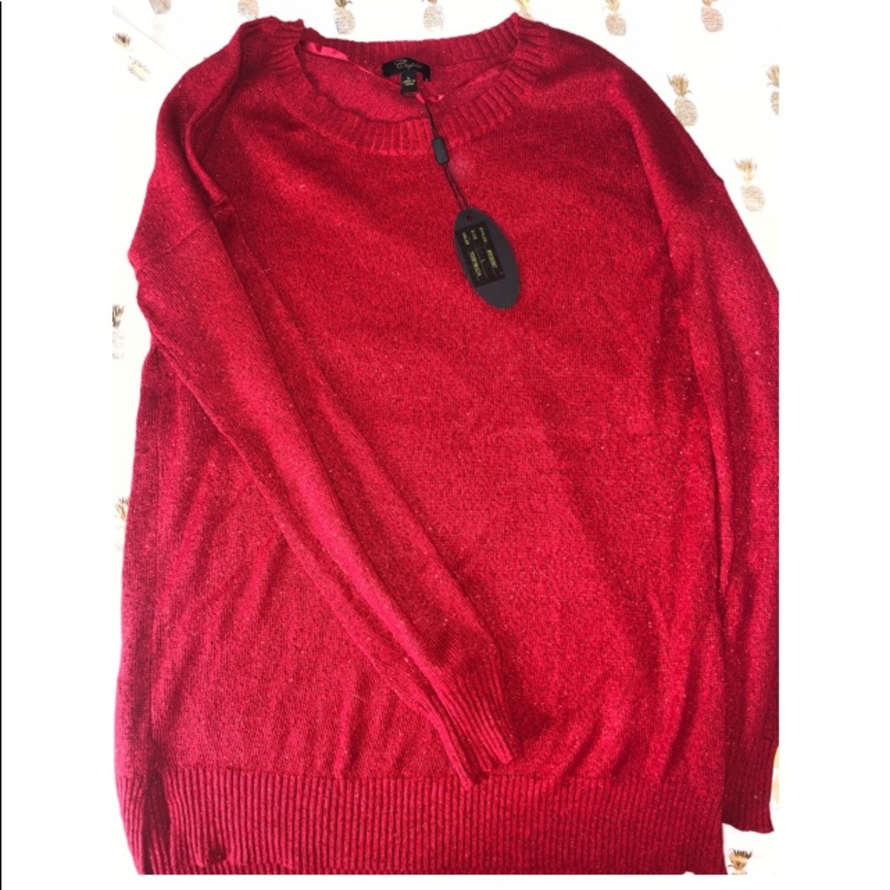 Brand New Bright Red Sparkly Sweater